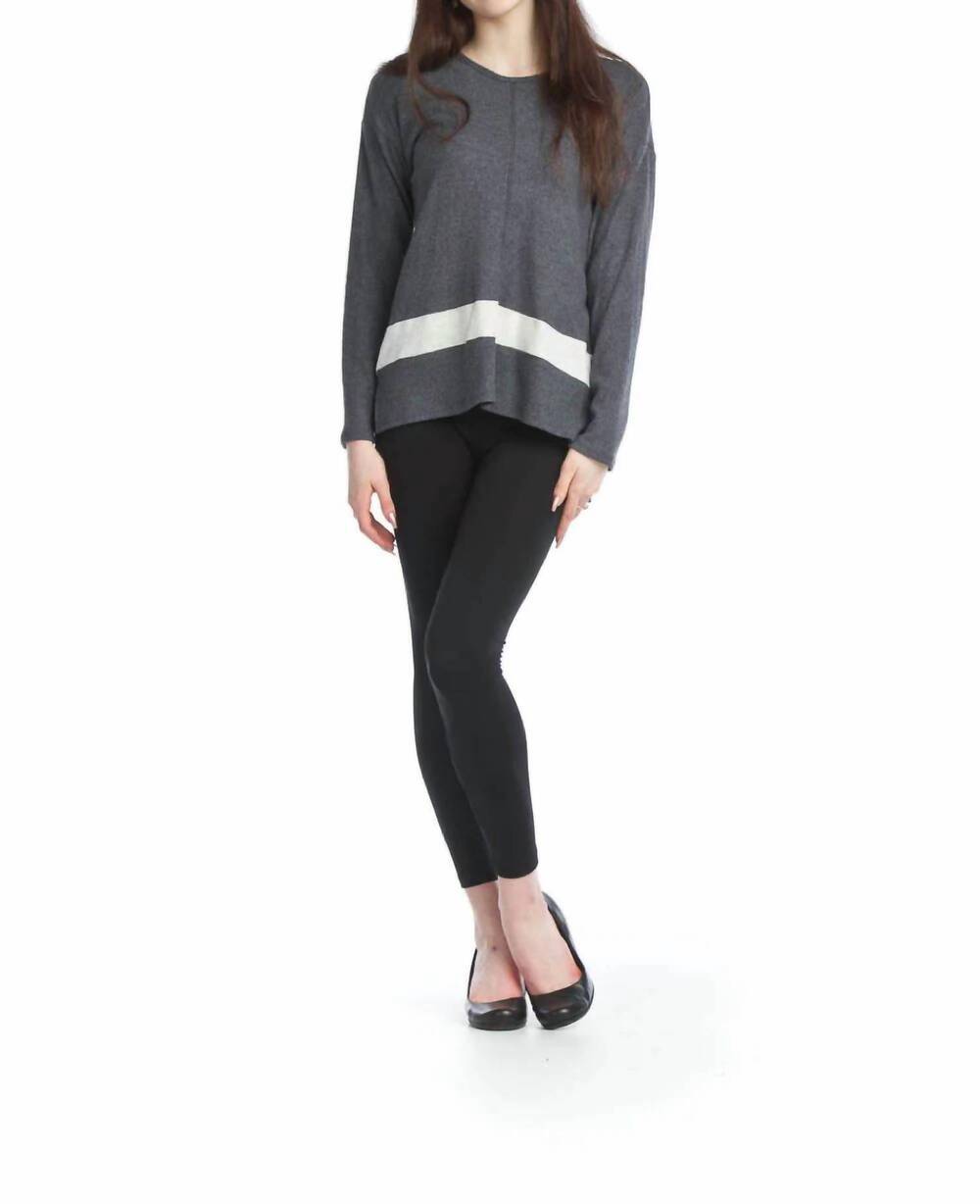 NEW PAPILLON ribbed sweater with contrast stripe in charcoal